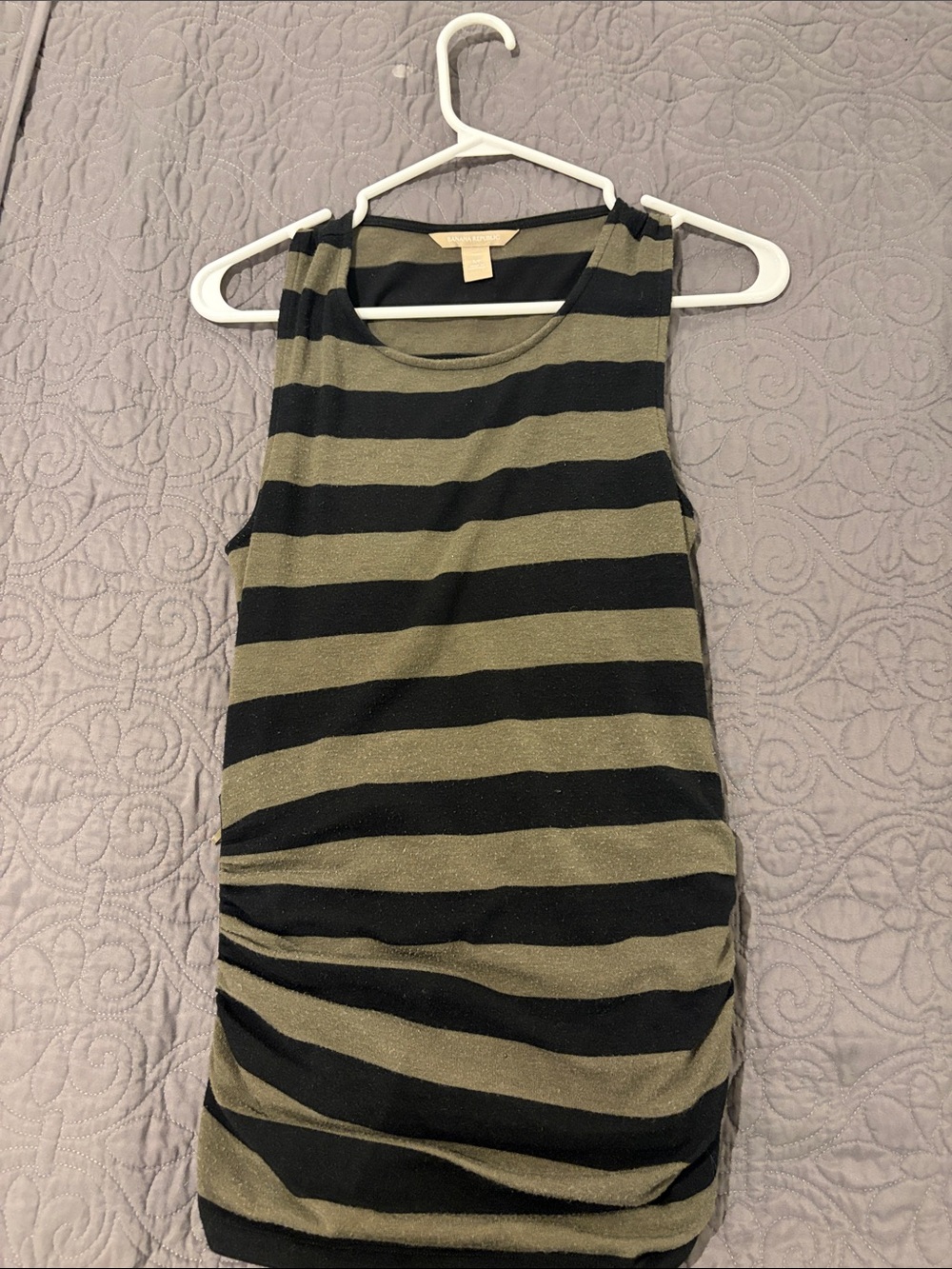 Banana Republic Olive & Black Striped Sleeveless Tank